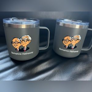 Berkshire Hathaway - Warren Buffet & Charlie Munger 12 oz Stainless Steel Mugs.